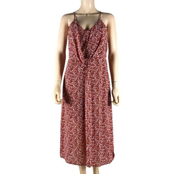 BLU PEPPER Rustic Floral Print Chiffon Midi Dress SMALL - Picture 1 of 6